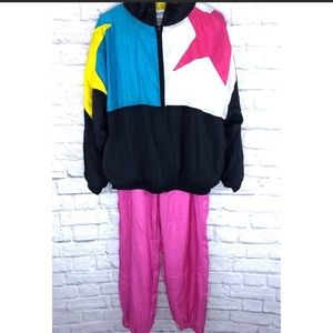 Vintage Windbreaker Suit Tracksuit High Waisted